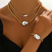 Gold Layered Jewelry Set – Handmade Necklace & Bracelet Duo for Everyday Elegance